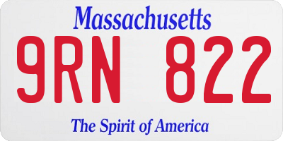 MA license plate 9RN822