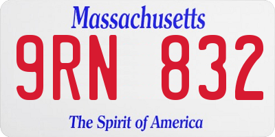 MA license plate 9RN832