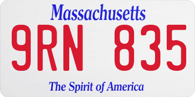 MA license plate 9RN835