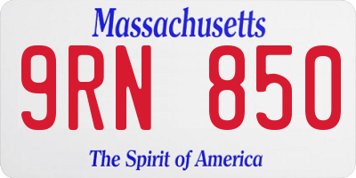 MA license plate 9RN850