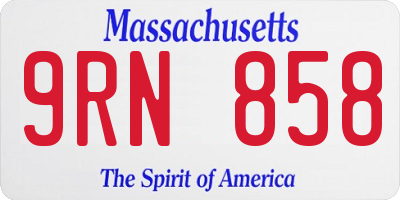 MA license plate 9RN858