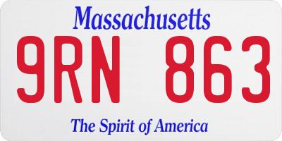 MA license plate 9RN863