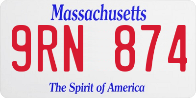 MA license plate 9RN874