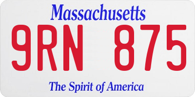 MA license plate 9RN875