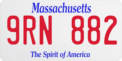 MA license plate 9RN882