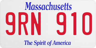MA license plate 9RN910