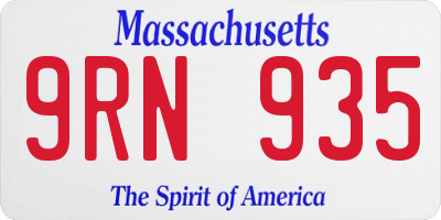 MA license plate 9RN935