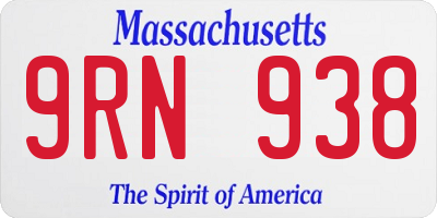 MA license plate 9RN938