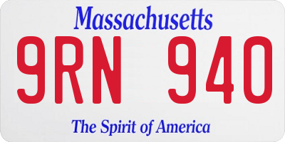 MA license plate 9RN940