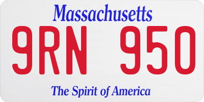 MA license plate 9RN950