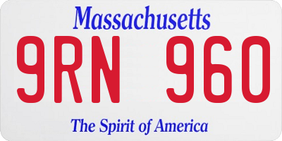 MA license plate 9RN960