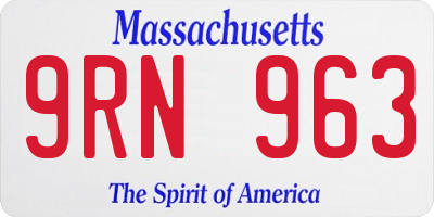 MA license plate 9RN963