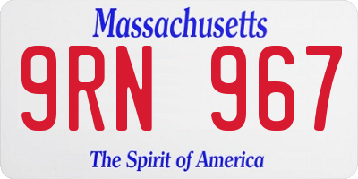 MA license plate 9RN967