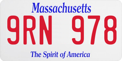 MA license plate 9RN978