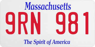 MA license plate 9RN981