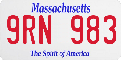 MA license plate 9RN983