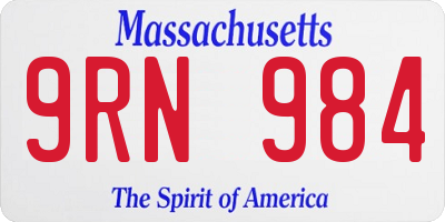 MA license plate 9RN984