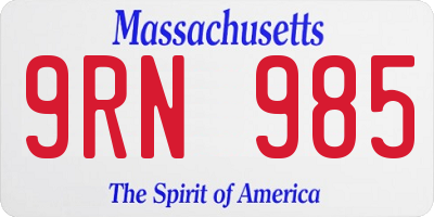 MA license plate 9RN985