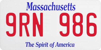MA license plate 9RN986