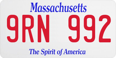 MA license plate 9RN992