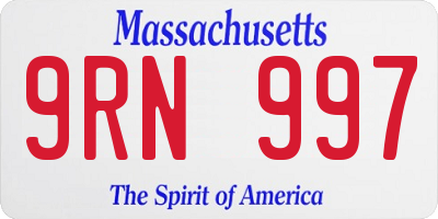 MA license plate 9RN997
