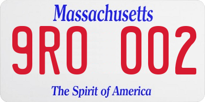 MA license plate 9RO002