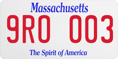 MA license plate 9RO003