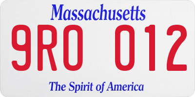 MA license plate 9RO012