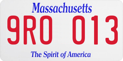 MA license plate 9RO013