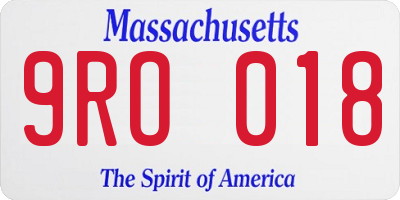 MA license plate 9RO018