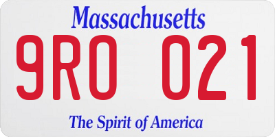 MA license plate 9RO021