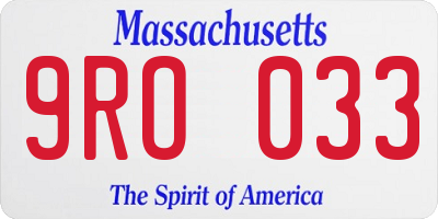 MA license plate 9RO033