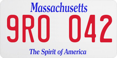 MA license plate 9RO042