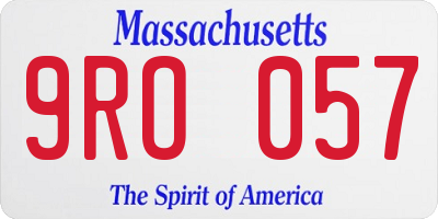 MA license plate 9RO057