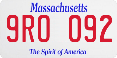 MA license plate 9RO092