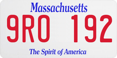 MA license plate 9RO192