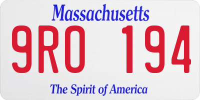 MA license plate 9RO194