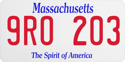 MA license plate 9RO203
