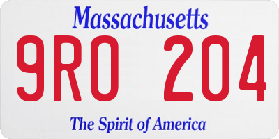 MA license plate 9RO204