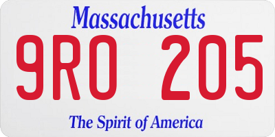 MA license plate 9RO205