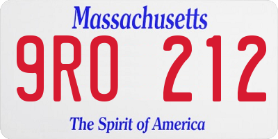 MA license plate 9RO212