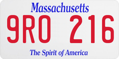 MA license plate 9RO216