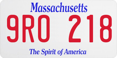 MA license plate 9RO218