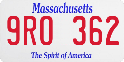 MA license plate 9RO362