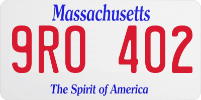 MA license plate 9RO402
