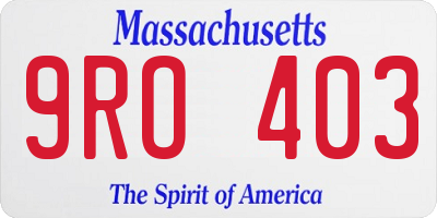 MA license plate 9RO403
