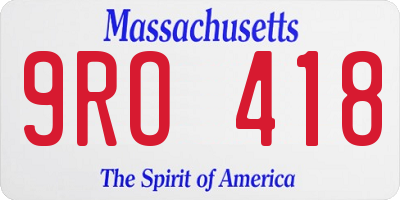 MA license plate 9RO418
