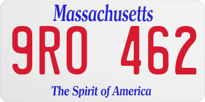 MA license plate 9RO462
