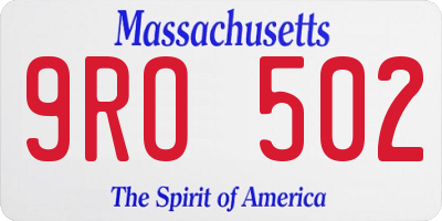 MA license plate 9RO502