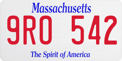 MA license plate 9RO542